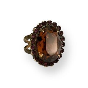 SORRELLI Faceted Brown Quartz STUNNING Cocktail Adjustable Ring